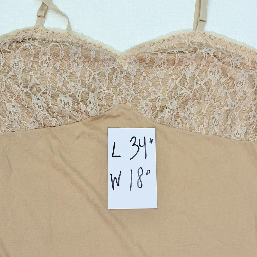 Vintage Full Slip Lace Trim Bodice Lingerie Neutral Bridal Pinup Feminine Retro - Picture 5 of 10